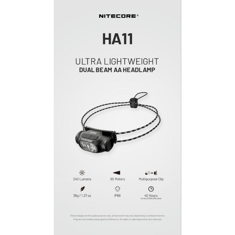 ไฟฉายคาดหัว Nitecore HA11 ULTRA LIGHTWEIGHTDUAL BEAM AA HEADL AMP : สินค้ารับประกัน 3 ปี