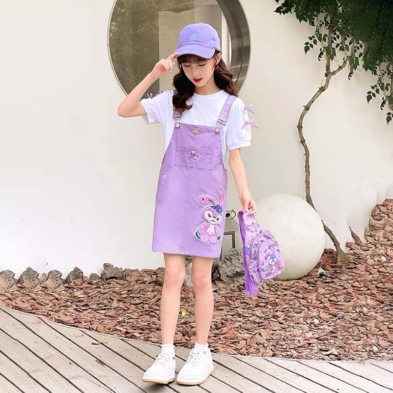3-12 ปี ชุดเดรส สำหรับ เด็กหญิง ชุดเดรสลายเอี๊ยมน่ารัก กระโปรงสาวผ้ายีนส์ฤดูร้อนเสื้อผ้าฤดูร้อนสไตล์ตะวันตก