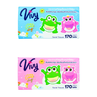 [Live]กระดาษทิชชู่เช็ดหน้า วีวี่ Vivy 170แผ่น รุ่น Good Day 2 แพ็ค 10ห่อ แถมฟรีผ้าเปียก 68 แผ่น 1ห่อ