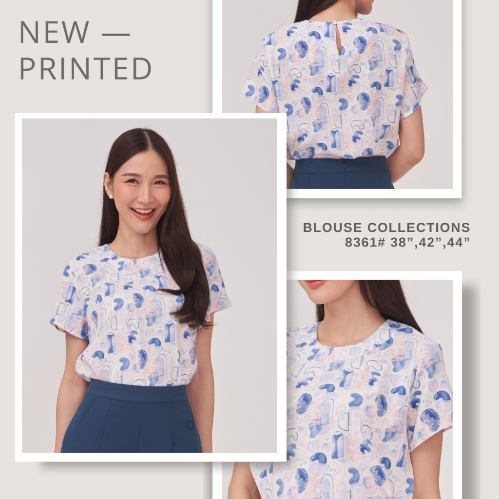 Laboratory 8361# เสื้อคอกลมผ้าพิมพ์ลายแขนสั้น ไซส์ 38”,42”,