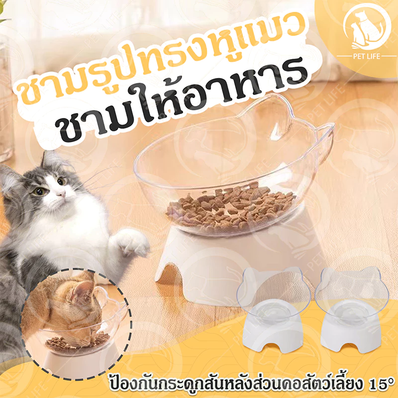 ️PET LIFE ชามอาหารหมา ชามอาหารแมว ชามแมว ที่ใส่อาหารสัตว์เลี้ยง ชามใส่อาหารสำหรับสัตว์เลี้ยง สูง15cm