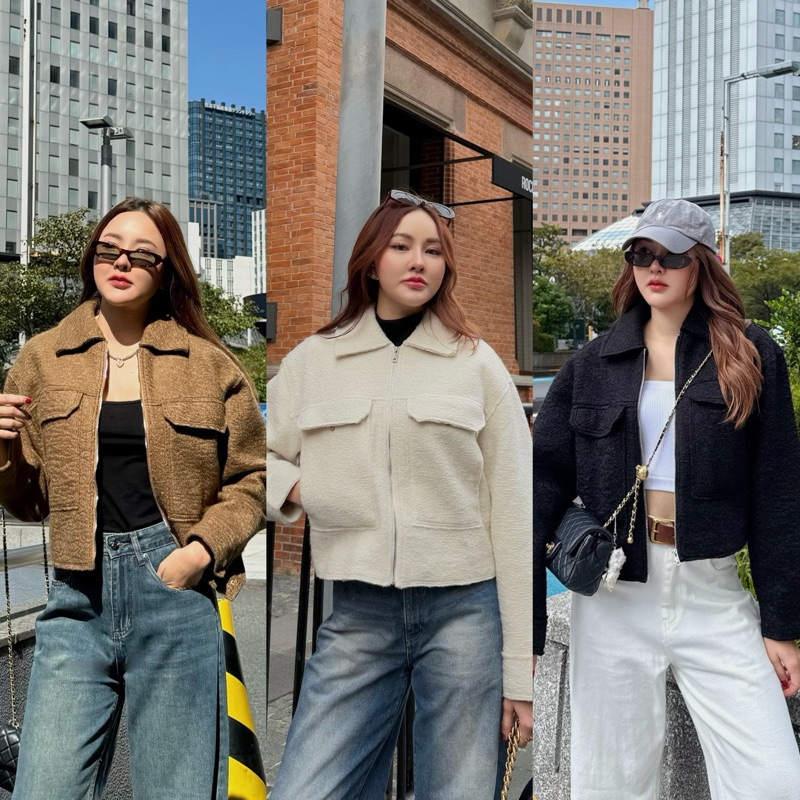 MALIMAYS - Abigale jacket แจ็คเก็ตผ้าวูลซิปหน้า