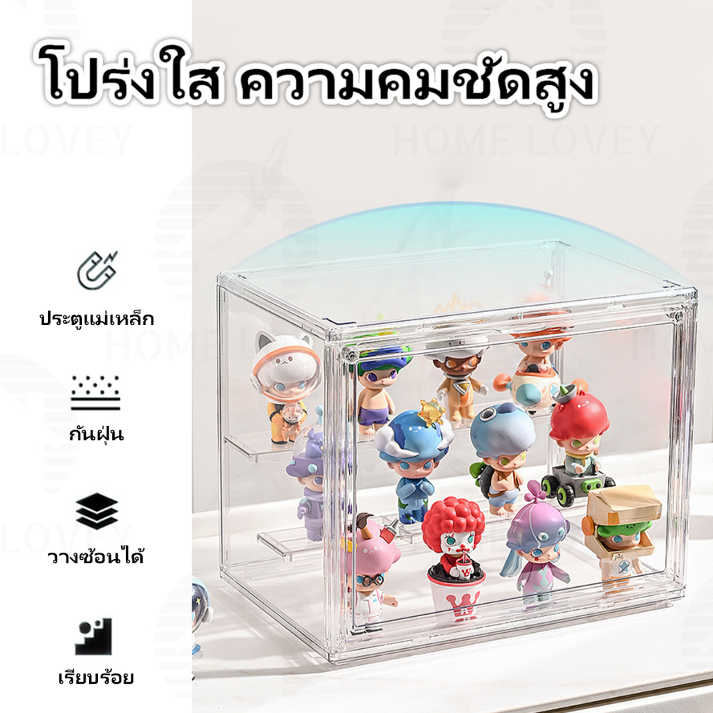 ชั้นวางของ popmart กล่องเก็บของ กล่องใส่โมเดล ตู้ใส่โมเดล ตู้โชว์โมเดล ของสะสม กล่องอะคริลิคใส 3 ชั้น
