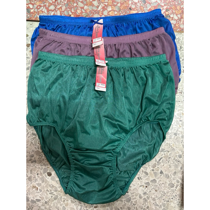 กางเกงในผ้าในล่อน-ผ้ามัน-ผ้าลื่น-คนแก่ เบอร์ M-L-XL-LL-LLL ยี่ห่อ Nice green B 100-120