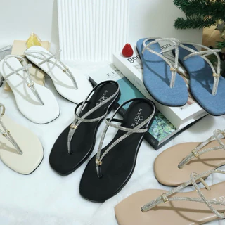 รองเท้าแตะแฟชั่น รุ่น Roseanne 6 สี รัดส้นเส้นเพชร มีเก็บเงินปลายทางได้ B384