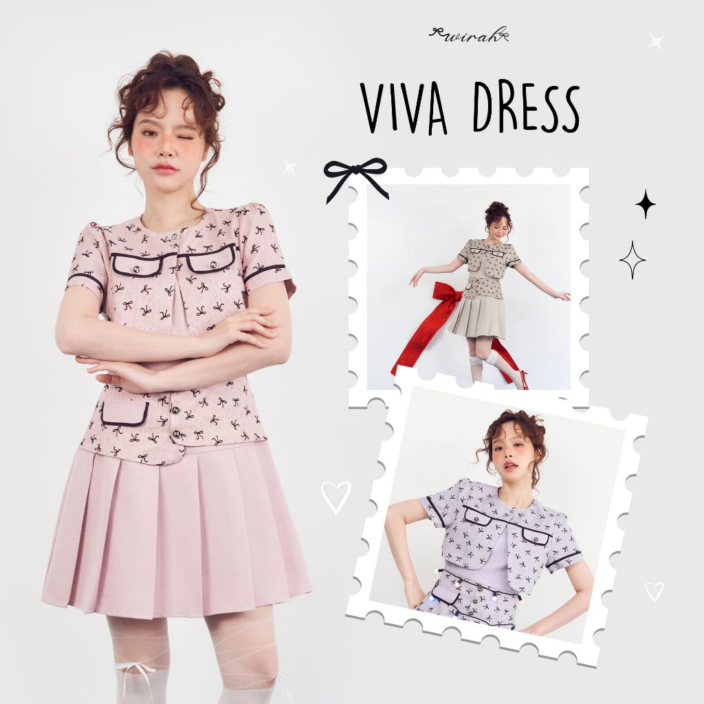 DW50 Viva Dress ชุดเดรส เสื้อเป็นกั๊กชายเปิด ปกบัวปลายปกแต่งลูกไม้ และระบายผ้าออร์แกนซ่าช่วงกลางปก