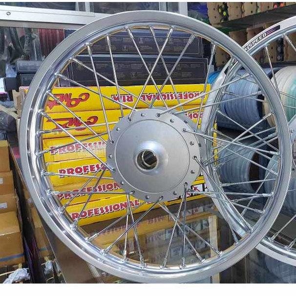 ชุดล้อ (แยกขายราคา1ล้อ)ใส่SUZUKI RC80-100 คริสตัล สวิง สปิ้นเตอร์ โรลเยล เบส110 วงล้ออลูดุมเดิมขึ้นซี่ลวดชุบเส้นใหญ่