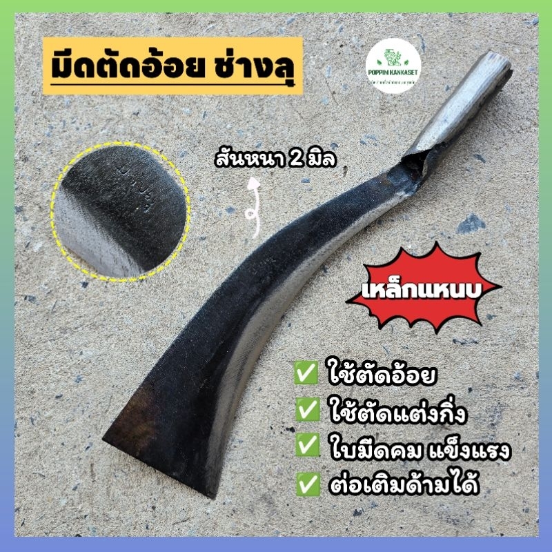 มีดตัดอ้อย ช่างลุ ทำจากเหล็กแหนบแท้ ใช้ตัดอ้อย ตัดกิ่งไม้ ใบมีดมีความคม แข็งแรง