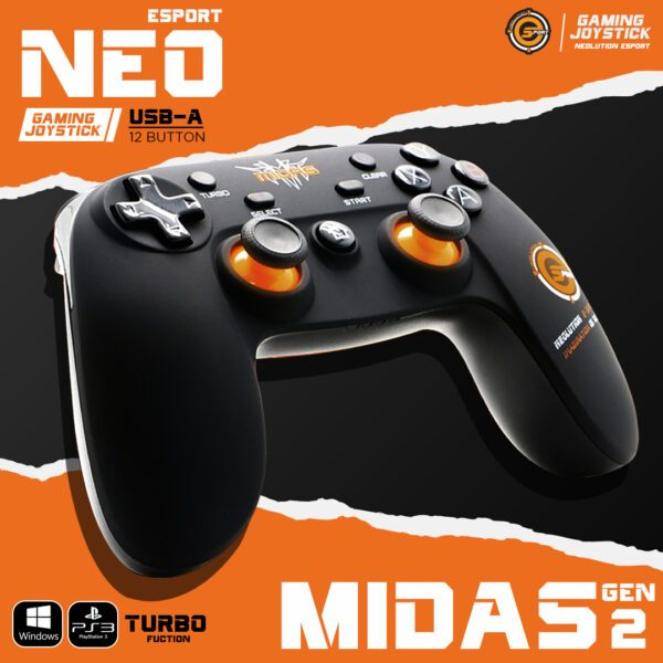 Neolution E-Sport Midas Gen 2 จอยเล่นเกมส์ สำหรับ PC และ PS3 เชื่อมต่อผ่านสาย USB