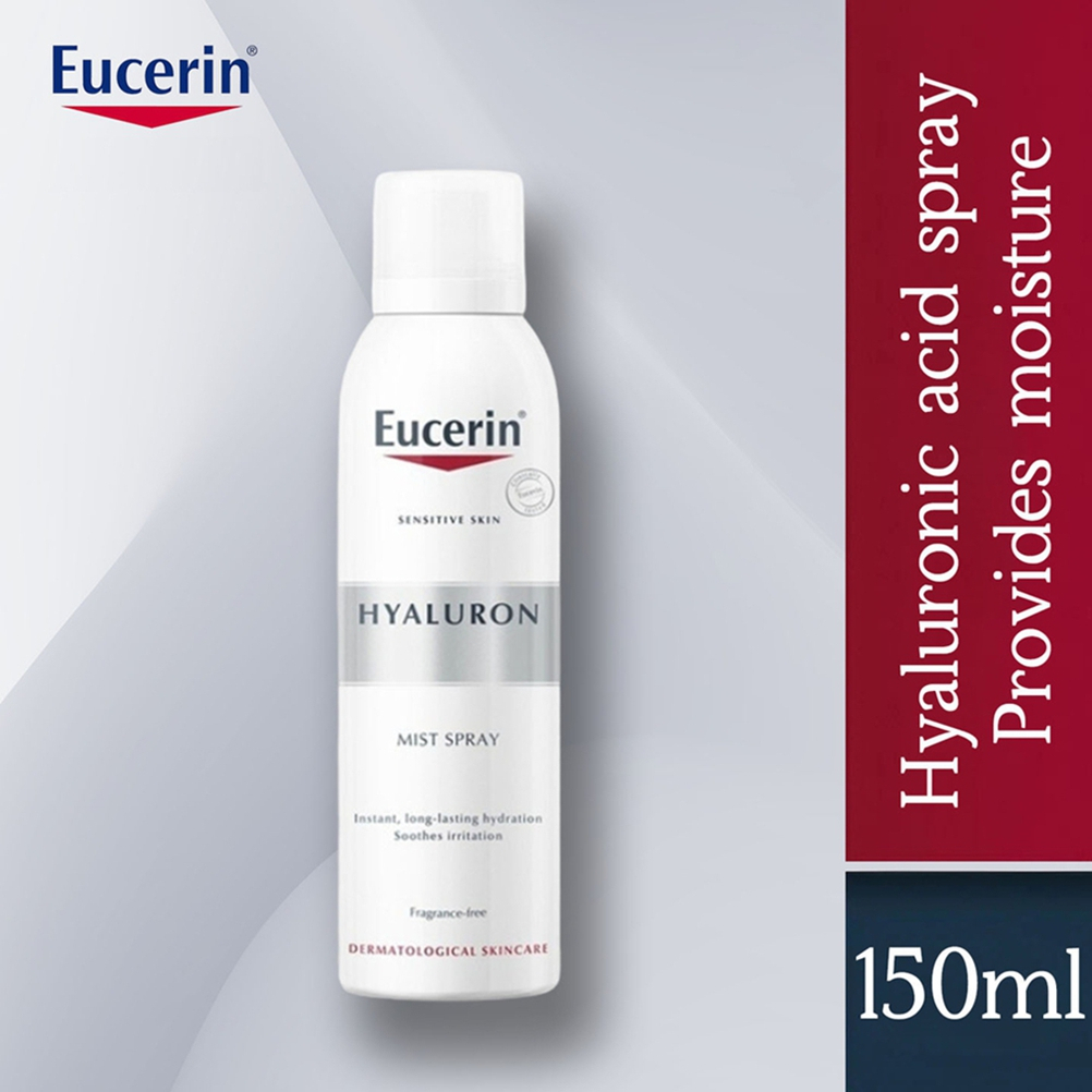 Eucerin hyaluron mist spray 150ml สูตรเข้มข้น ให้ความชุ่มชื่น ลดริ้วรอย ยูเซอริน ไฮยาลูรอน มิสท์ สเปรย์ สเปรย์น้ำแร่