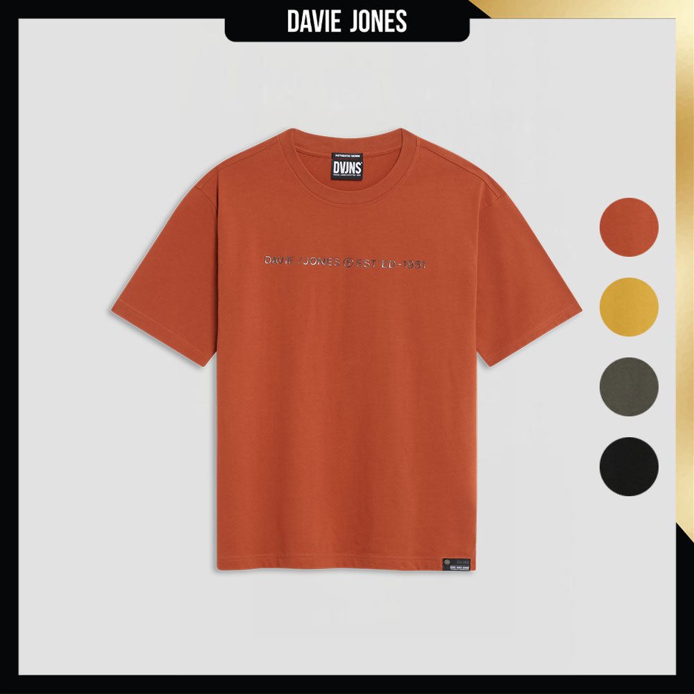 DAVIE JONES เสื้อยืด Logo Oversized Fit T-Shirt LG0092 สีส้ม เหลือง เขียว ดำ