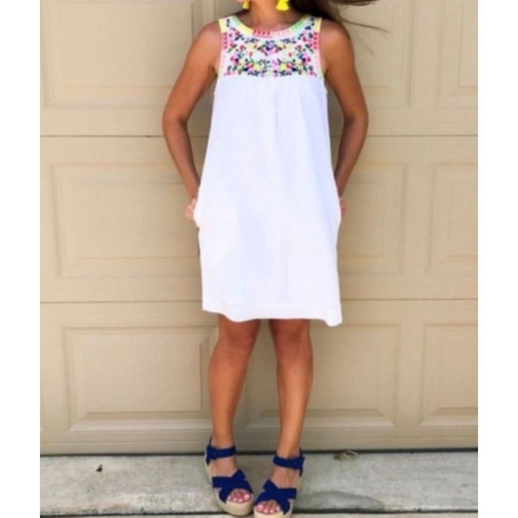 J.CREW White Mexican Embroidered Sundress Size 4