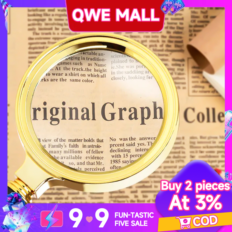 ส่งฟรี แว่นขยาย สีทอง 90/80/70 มม มีด้ามจับ 10 เท่า อ่านหนังสือ วินเทจ ตัวเลนส์กรอบทอง ถอดออกได้