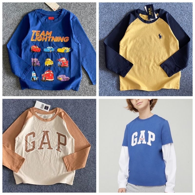 เสื้อยืดเด็ก คอกลม แขนยาว ผ้าคอตตอน