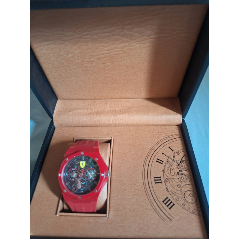 Scuderia Ferrari Aspire Red Rubber Strap Black dial ควอตซ์ 0830786 นาฬิกาข้อมือผู้ชาย