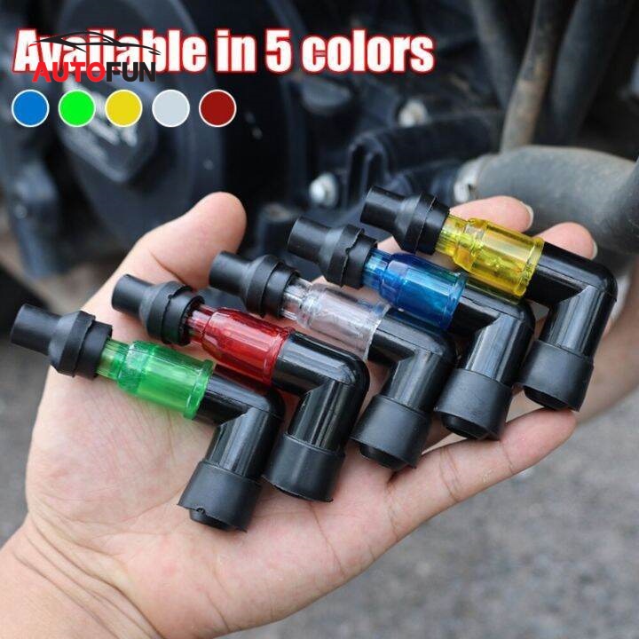 [Pphha] รถจักรยานยนต์ 2 ชิ้น Flash Spark Plug Cap Universal 90 องศา Elbow Spark Plug Cap อุปกรณ์เสริมสำหรับรถจักรยานยนต์