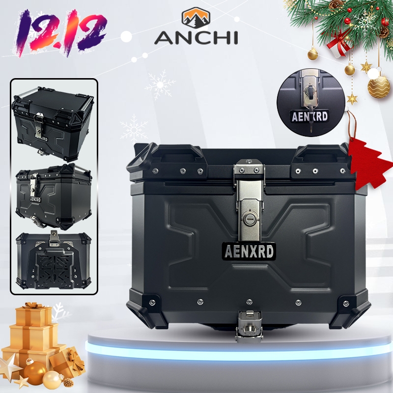 Anchi กล่องท้ายมอเตอร์ไซค์ กระบะท้ายอลูมิเนียมมอเตอร์ไซค์ กล่องหลัง ABS วัสดุ/วัสดุอะลูมิเนียม 45L/55L/65L กันน้ำ