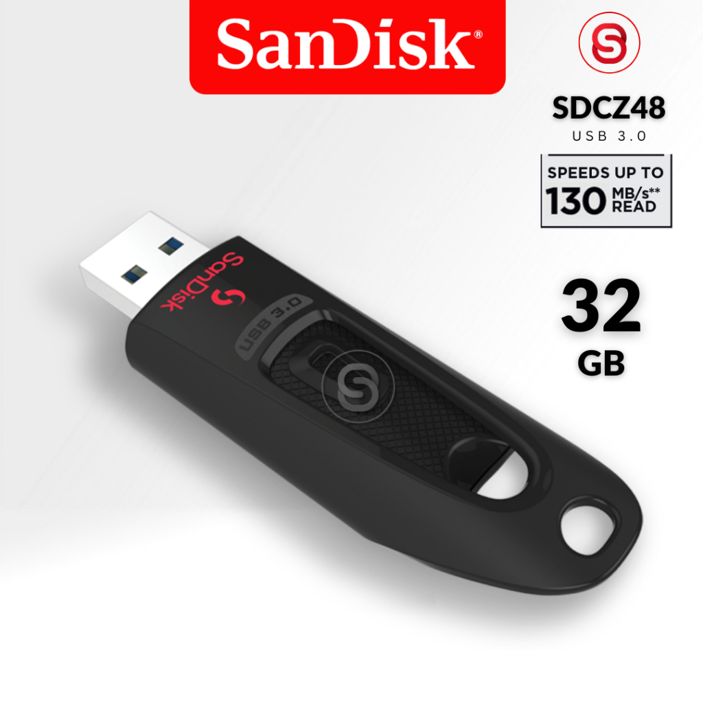 SanDisk Ultra USB3.0 Flash Drive 32GB อ่าน 130MB/s (SDCZ48_032G_U46) FlashDrive แฟลซไดรฟ์