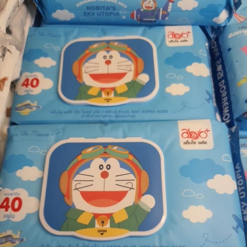 ทิชชู่เปียกลายโดราเอมอน ลิขสิทธิ์แท้doraemon ชนิด40แผ่นมีฝาปิด