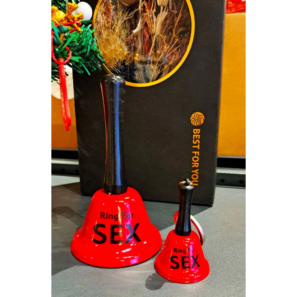 กระดิ่งด้ามจับ แบบกด จูบ ยิ้ม Ring For XXX สีแดง พวงกุญแจกระดิ่ง แกล้ง เพื่อน Kiss Smile Red Fancy Ring Bell / Key Ring