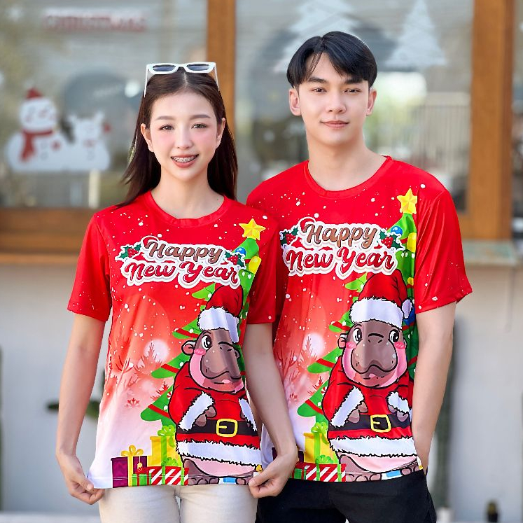 เสื้อปีใหม่ หมูเด้ง เสื้อผ้ากีฬาพิมพ์ลาย