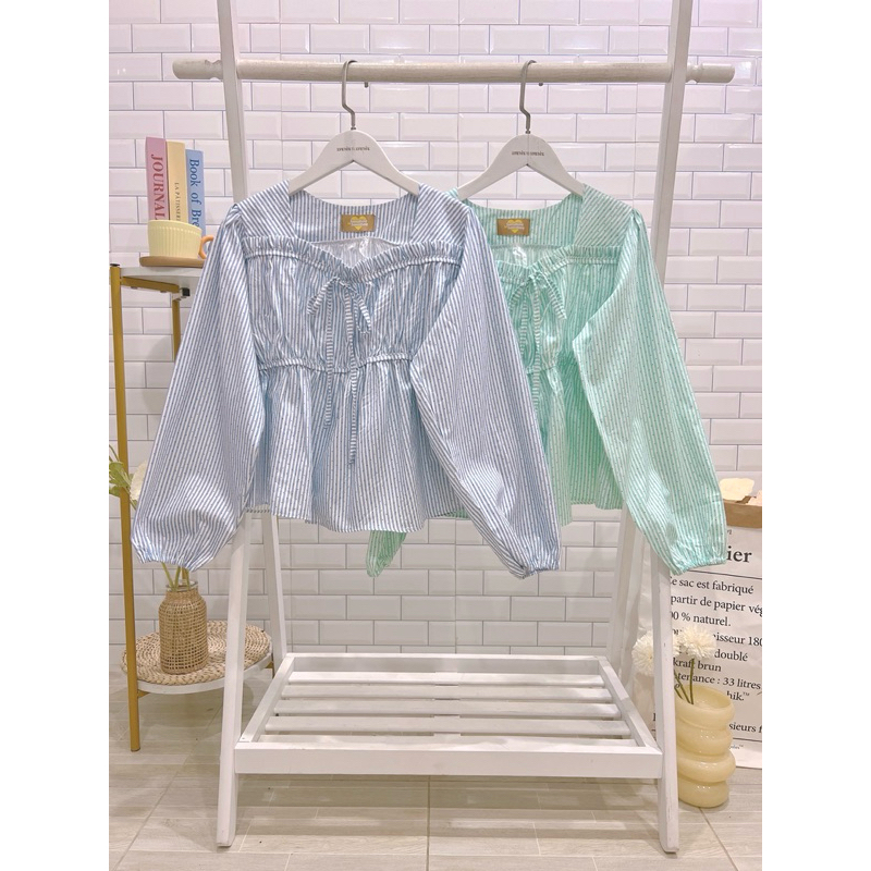 เสื้อแขนยาวจั้มแขนย่นหน้า2ชั้น งานสไตล์ลุคเกาหลี คลุมโทน STN73