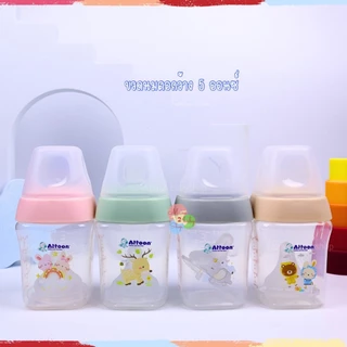 Attoon ขวดนมคอกว้าง พร้อมจุก Antichoke ไม่ดูดไม่ไหล ขนาด 5 ออนซ์ และ 9 ออนซ์ ทรงสแควร์