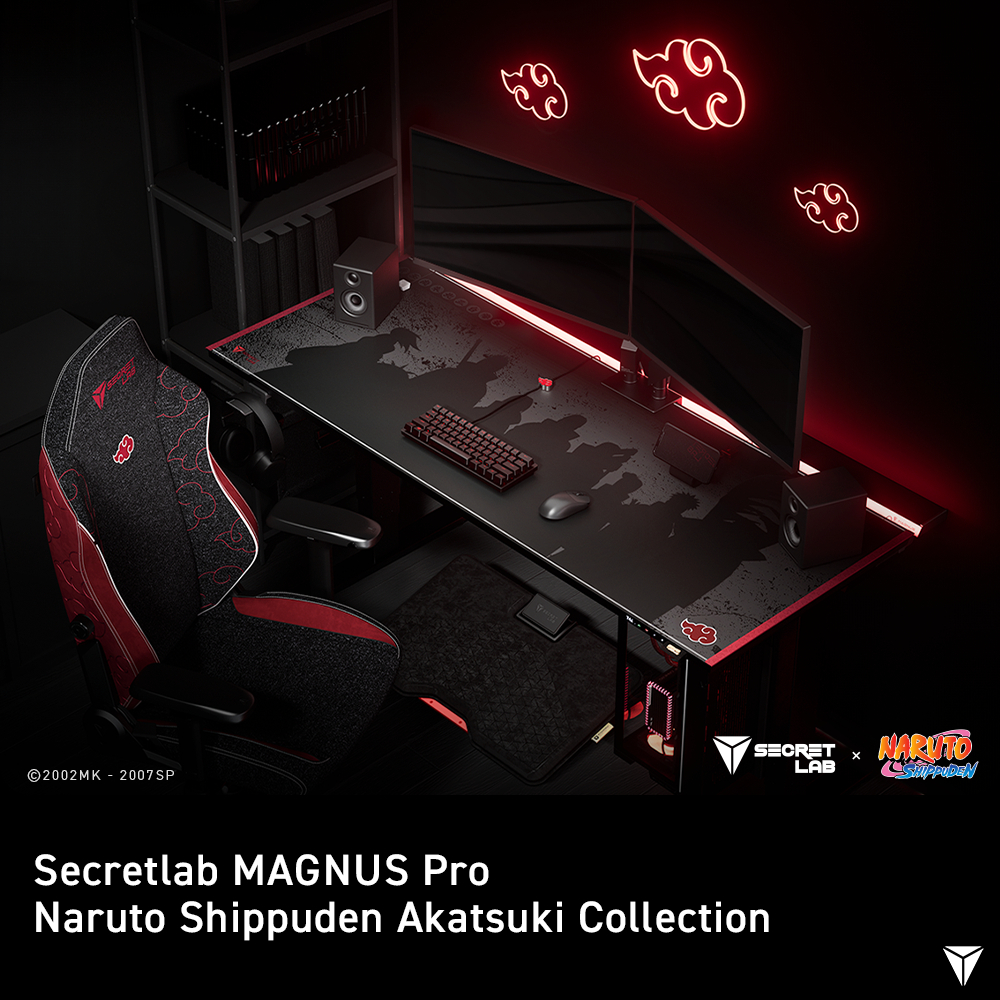 Secretlab MAGNUS Pro Naruto Akatsuki Collection —โต๊ะคอมปรับระดับไฟฟ้า จำหน่ายเป็นเซ็ตครบชุด