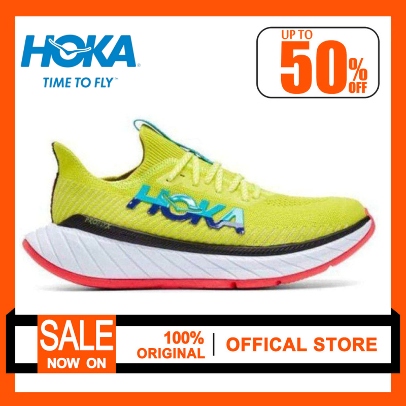 (ของแท้ 100%) HOKA Carbon X3 Green White Mesh Sports Sneakers Unisex 1123192-EPSB