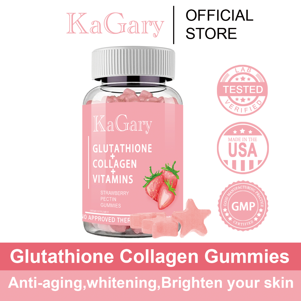 Kagary Glutathione Collagen Gummies Skin Glow Whitening 60 Gummies Beauty Supplements