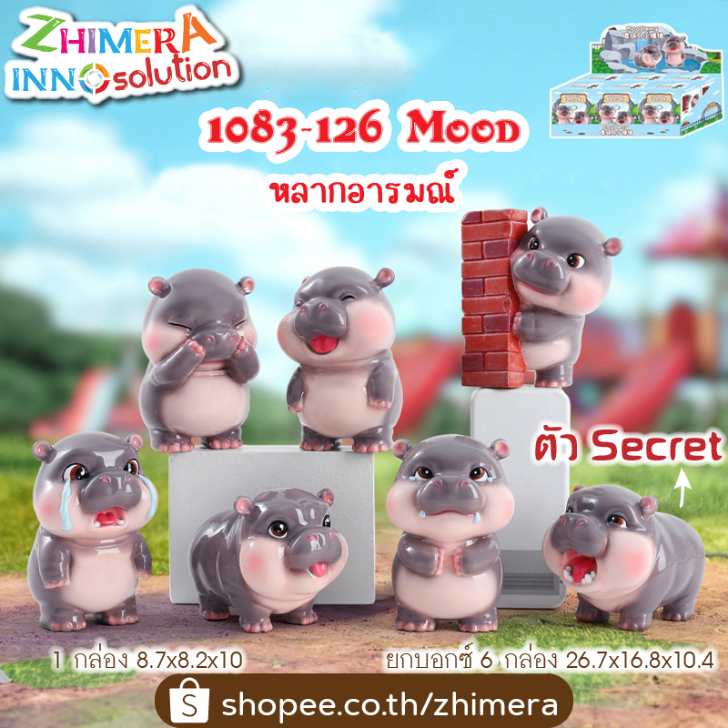 หมูเด้ง กล่องจุ่มหมูเด้ง 1083-126 กล่องสุ่มหมูเด้ง จุ่ม คริสมาสต์ สุ่ม ฮิปโป Moo Deng Moodeng Blind Box ของขวัญปีใหม่