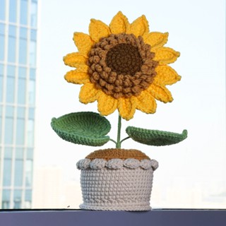 กระถางดอกทานตะวันทอมือ ของแต่งบ้านสไตล์ฮิป ดอกไม้ประดิษฐ์สร้…