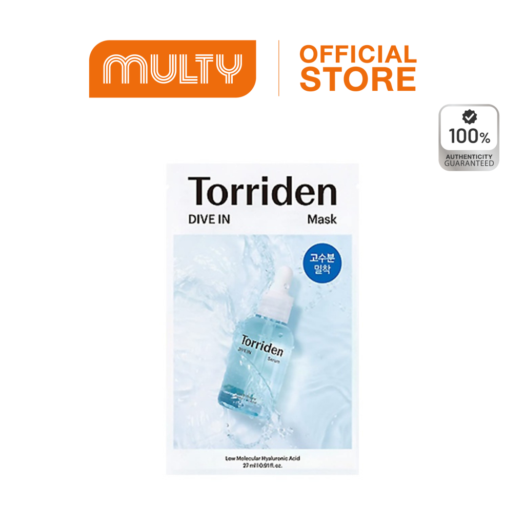 Torriden DiveIn Low Molecule Hyaluronic Acid Mask Pack 27ml. (1แผ่น) แผ่นมาร์คหน้า
