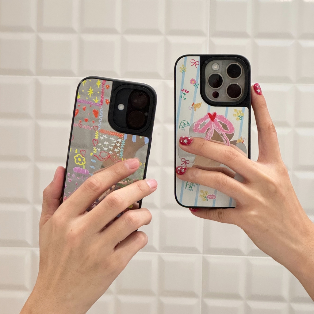*เนื้อใหม่แม่เหล็กแน่นขึ้น*amusestuff-magnetic case with mirror เคสมือถือแบบมีแม่เหล็กและมีกระจก