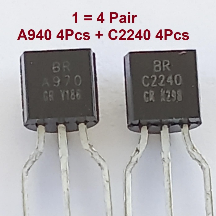 4คู่ Orignal Blue Rocket 2SA970 + 2SC2240 , A970 + C2240 GR Files TO-92 Low Noise Transistor