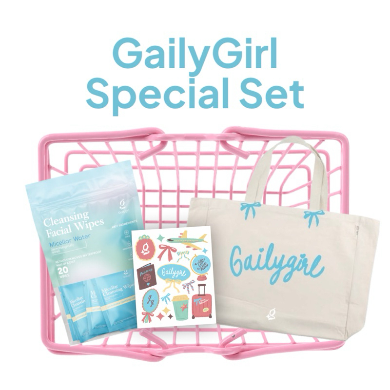 GailyGirl Special Set เซ็ตคลีนซิ่ง กระเป๋าผ้าและสติ๊กเกอร์
