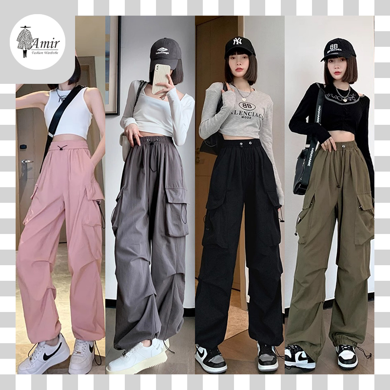 🤩เอี๊ยมสไตล์เกาหลี เอวสูง กระเป๋า 2 ข้าง เอวปรับได้ มี 5 สี