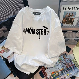 เสื้อยืดแขนสั้นผู้หญิงที่กําลังฮิต oversize เสื้อผ้าแฟชั่นไซส์ใหญ่ เสื้อคู่กับแฟนโอเวอร์ไซส์เกาหลี สกรีนลายวินเทจเท่ๆ