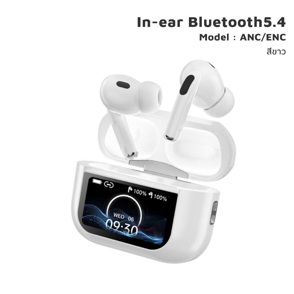 [หน้าจอสัมผัสสีเต็มรูปแบบ]A9 Pro APPหูฟังไร้สาย หูฟังบลูทูธ จอแสดงผลสี LED วอลล์เปเปอร์ที่ปรับแต่งได