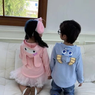 BB061 เสื้อแจ็กเก็ต เสื้อกันหนาว มีฮู้ด สำหรับเด็ก กระดุมหน้า พิมพ์ลายการ์ตูนน่ารัก