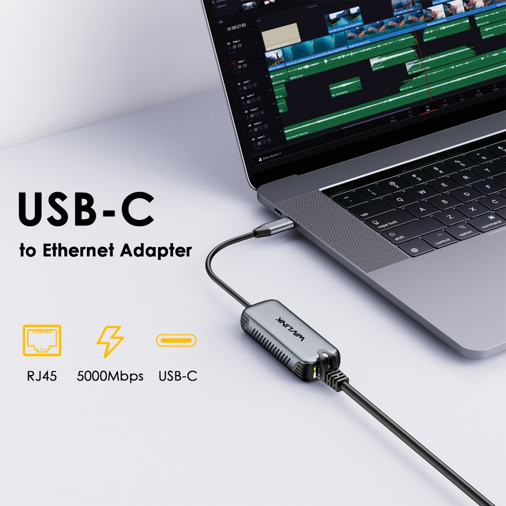 อะแดปเตอร์ WAVLINK 5Gbps USB C เป็นอีเทอร์เน็ต