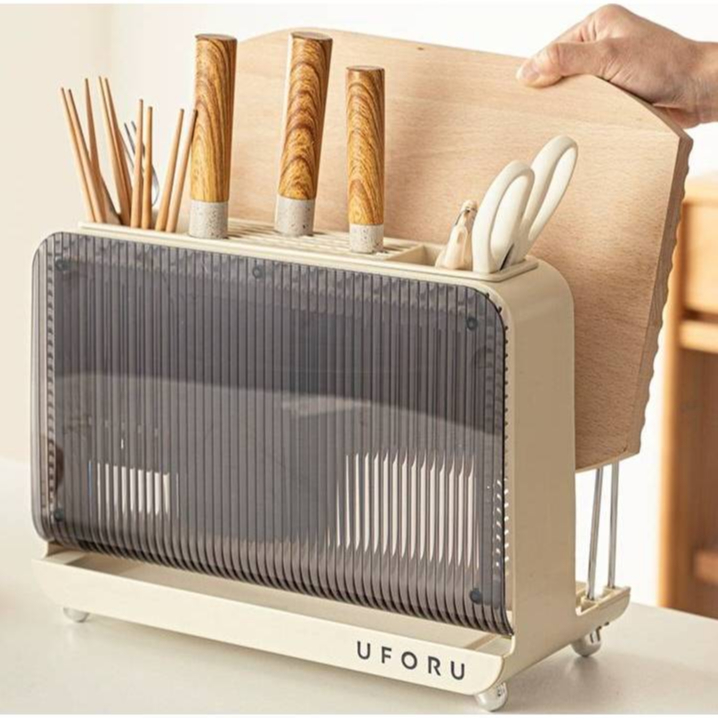 UFORU ที่เสียบมีด ที่ใส่มีด ที่เก็บมีด ช้อนส้อม ตะเกียบ เขียง มัลติฟังก์ชั่น 💢ไม่รวมชุดอุปกรณ์มีด💢