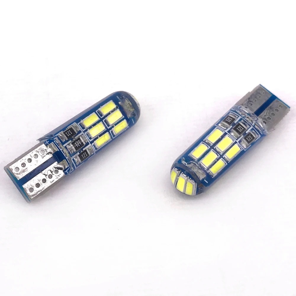 ez_auto  2 ชิ้น ซิลิโคนกันน้ำ T10 หลอดไฟ Led ไฟสวนรถแสงโดม W5W 194 168 15SMD 4014 เปลี่ยนภายในรถแสงป
