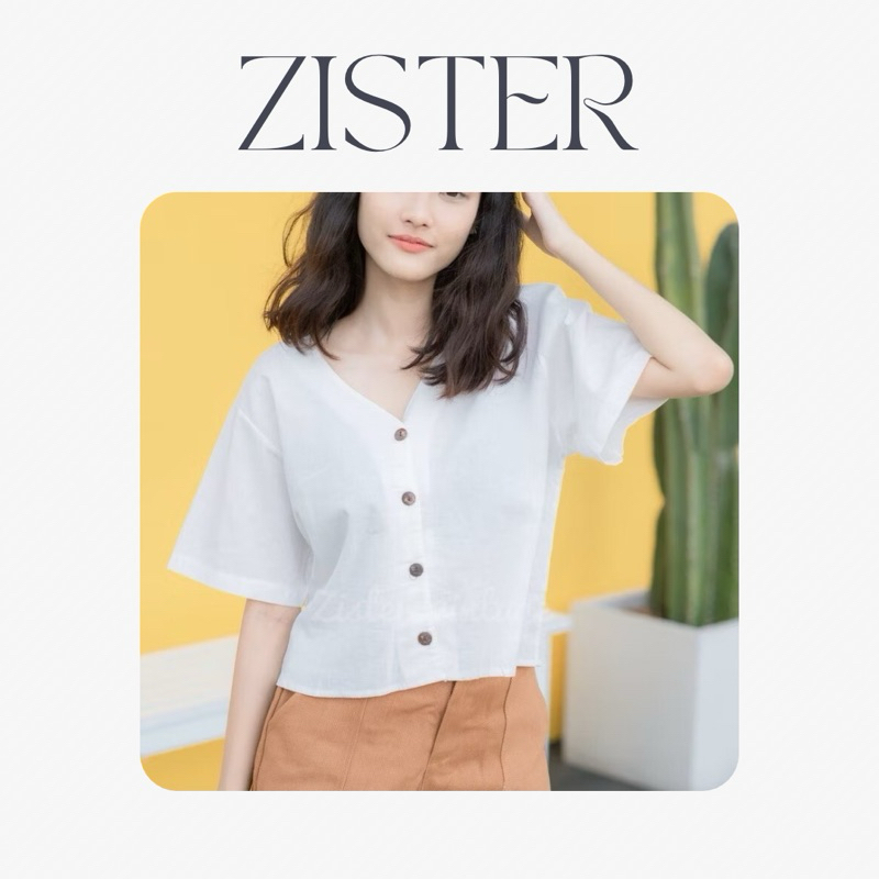 ZISTER | ZVA04 Sister top  เสื้อคอวีกระดุมไม้แท้