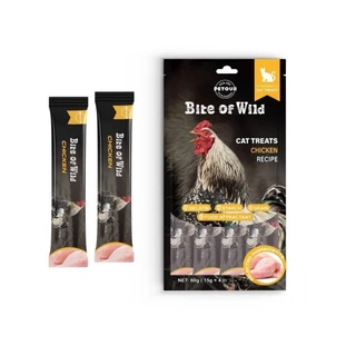 [ Exp. 07/2027 ] ขนมแมวเลีย Bite of Wild เนื้อมูส ขนาด 15g * 4 ซอง รสแซลมอน รสไก่ ไม่ใส่สารกันบูด