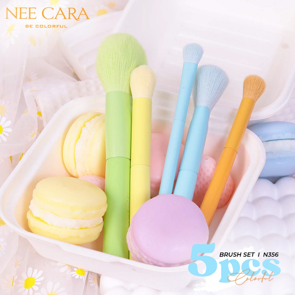 ถูก/แท้/มีไลฟ์ เซตแปรง แต่งหน้า Nee Cara Makeup Brush Set แปรงสายรุ้ง แปรงแต่งหน้า ขนแปรงนุ่ม ไม่บาดผิว สีสดใส น่ารัก