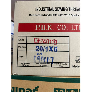 ด้ายเย็บกระสอบ ตรา PDK เบอร์20/1x6 ขาว12 หลอด 490บาท สี 12หลอด 620 บาท