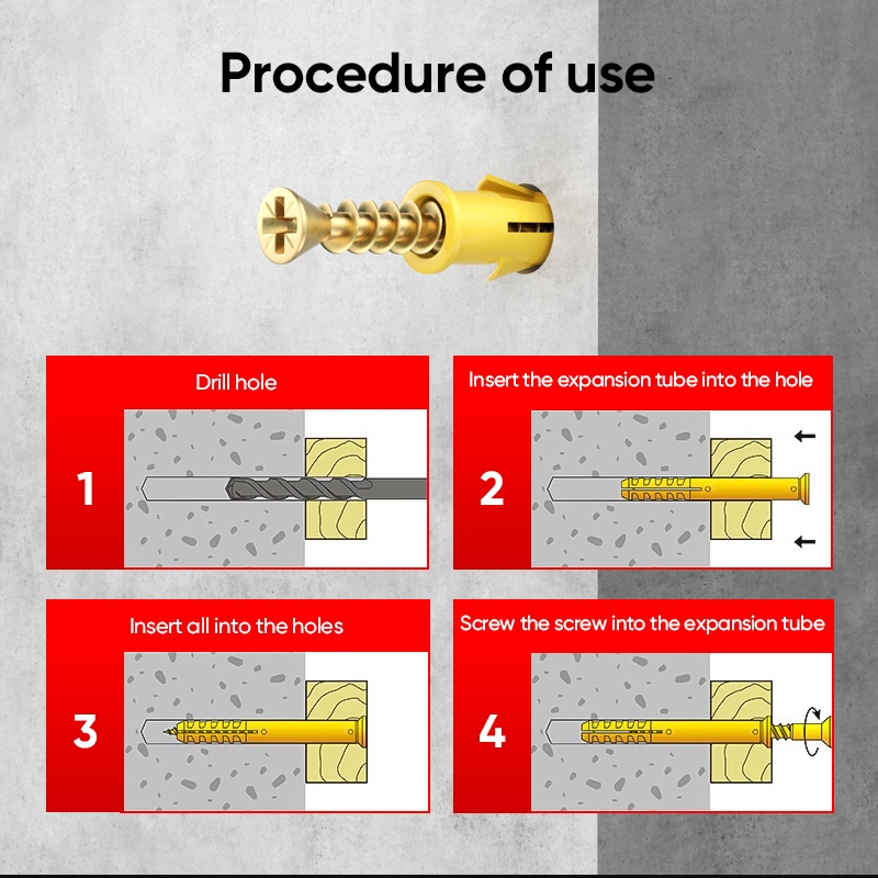 Mitsushi พุกพลาสติกพร้อมสกรู สำหรับงานยึดผนังคอนกรีตและ Drywall - รูปที่ 3