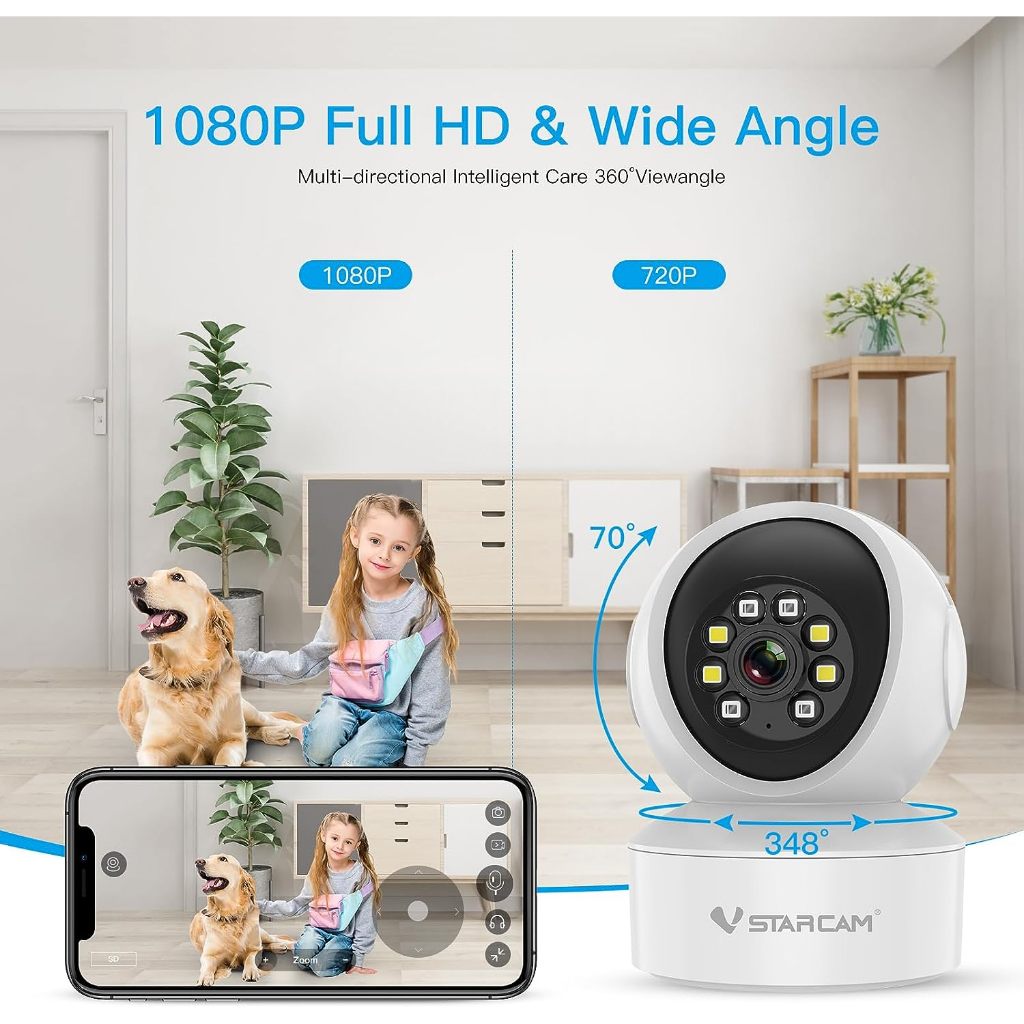 ใหม่ล่าสุด Vstarcam กล้องวงจรปิดกล้องใช้ภายใน รุ่นCS49 ความคมชัด3ล้านพิกเซล พูดโต้ตอบได้ #center_it