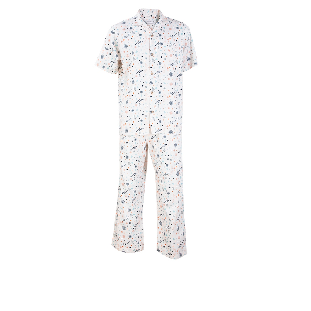 Guy Laroche ชุดนอนคอปก แขนสั้น ขายาว พิมพ์ลาย เนื้อผ้า Cotton รุ่น JPP4201W4